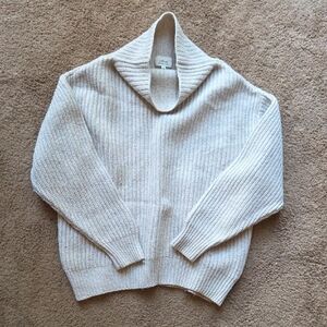 Wilfred Beige Merino Wool Cowl Neck Sweater